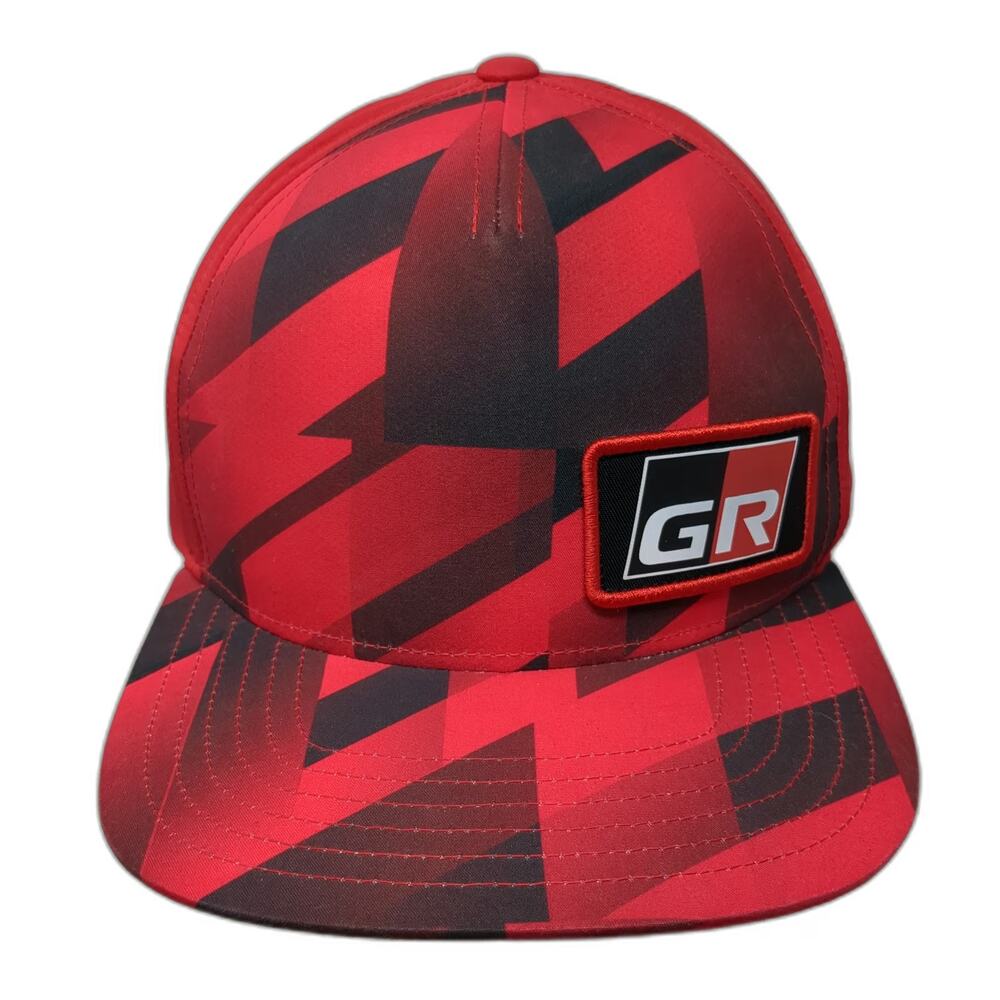Toyota 5 Panel Red One Size Hat Gazoo Racing GR Logo Geometric Snapback Cap